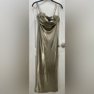 JLUXLABEL Metallic Gold Maxi dress